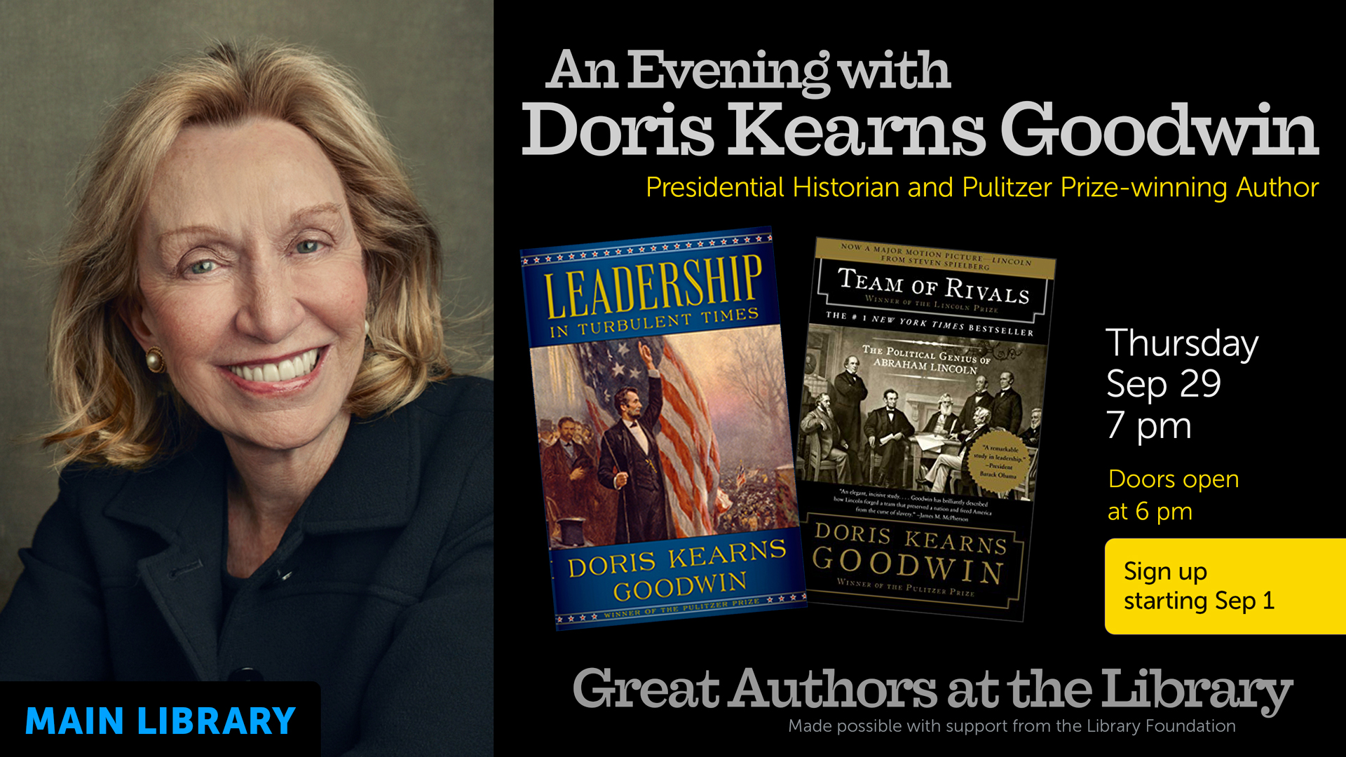 portrait of Doris Kearns Goodwin, event details