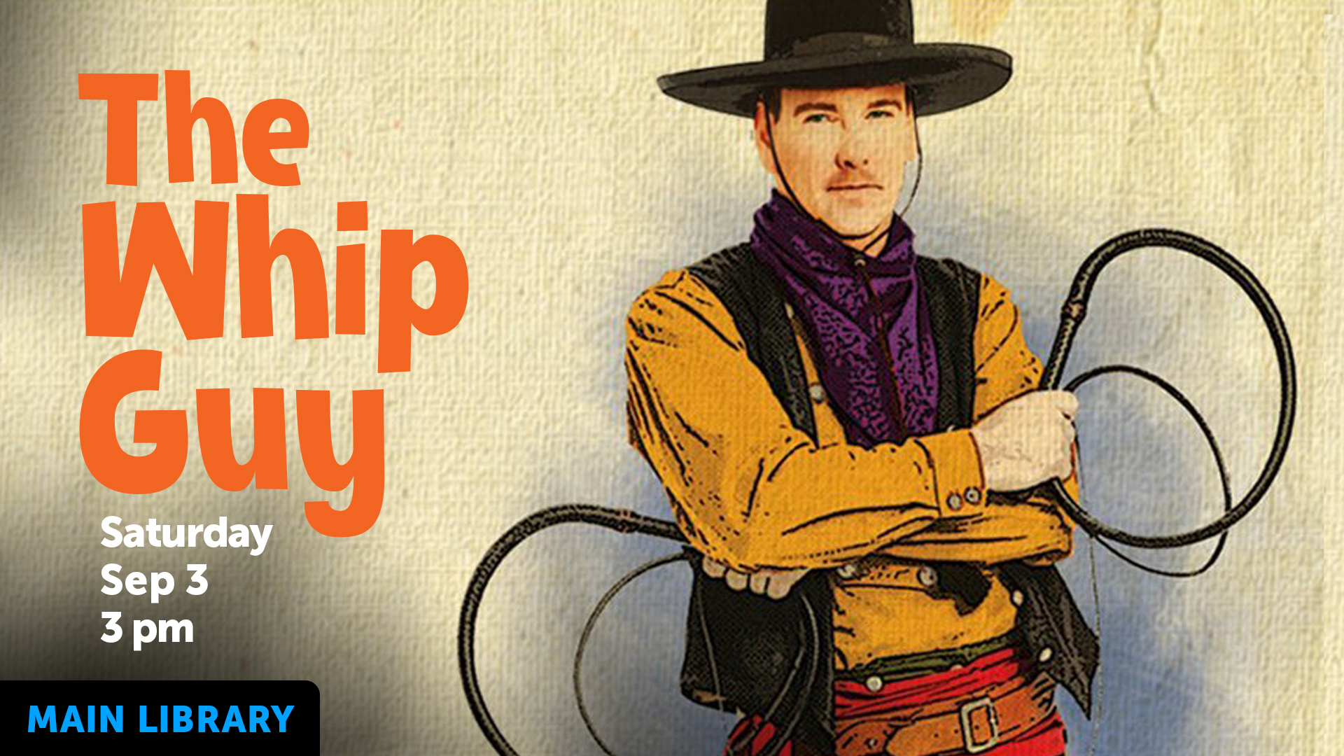 man holding bullwhips, wearing cowboy hat